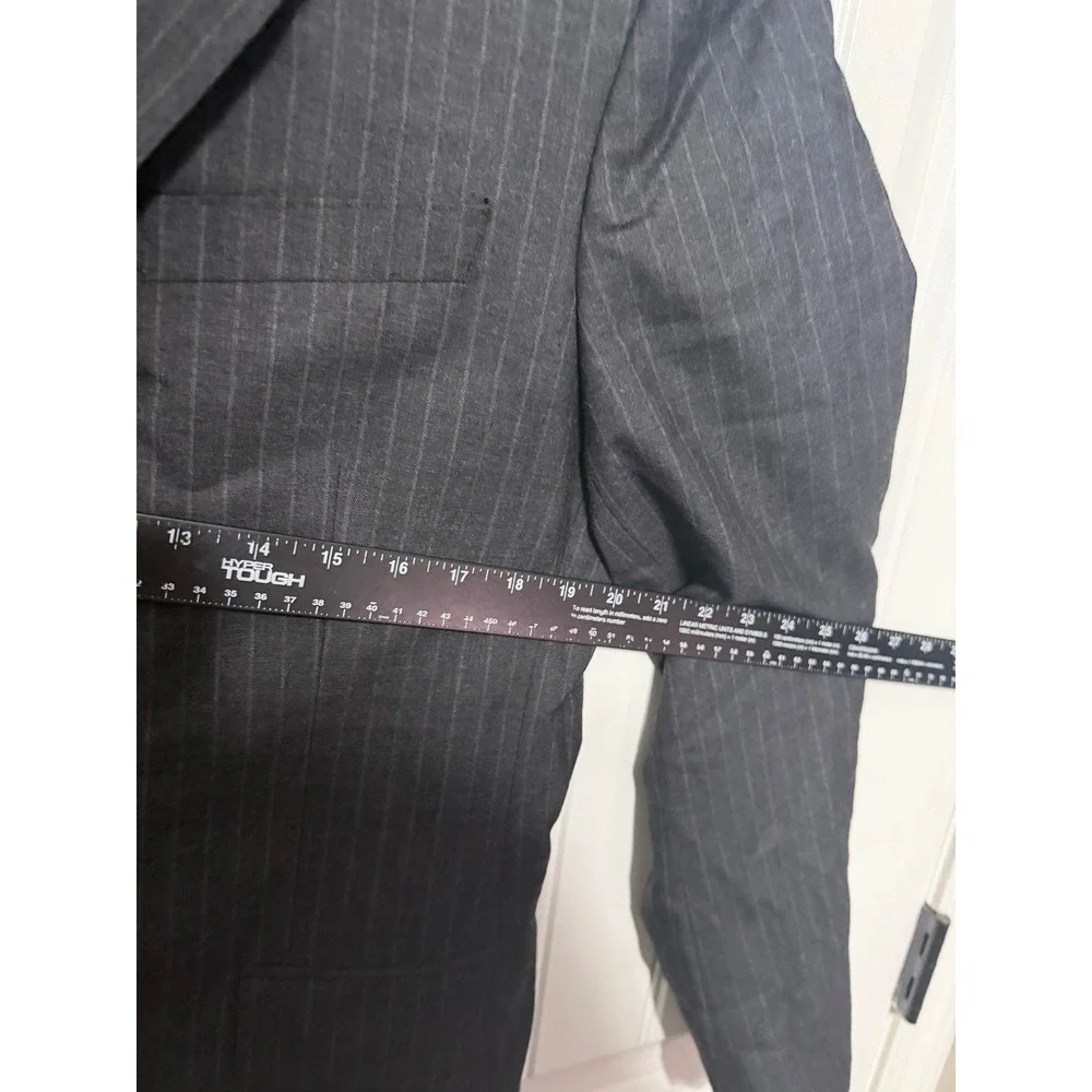 J.Crew Suit Jacket Mens 40R Crosby Pinstripe Merino Wool Charcoal Grey EUC